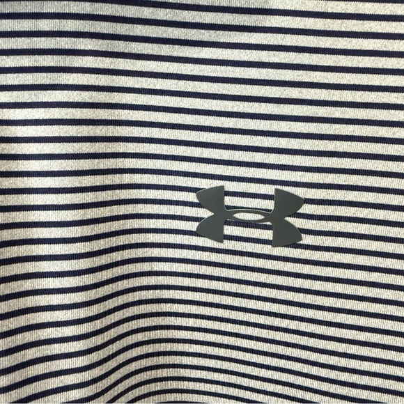 Under Armour Men's Heatgear Loose Grey and Black Striped Polo Shirt Size L - Picture 4 of 17
